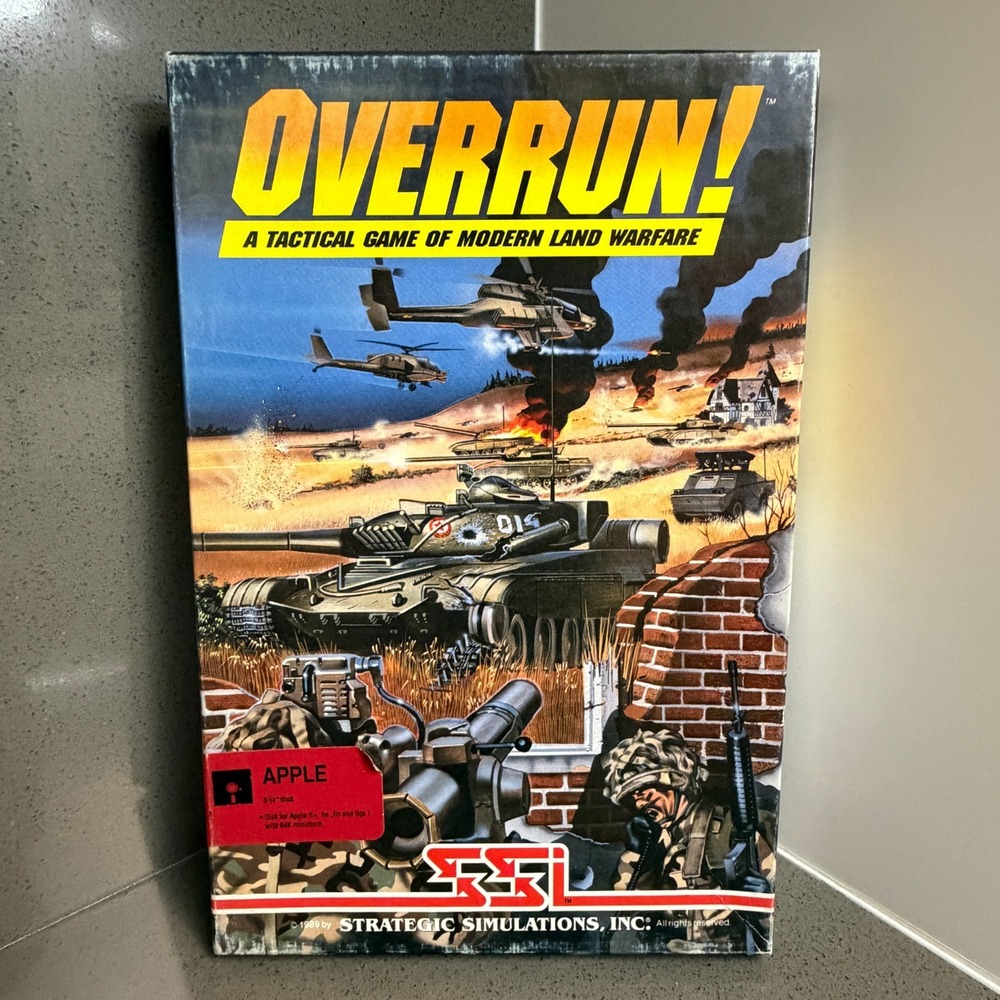 Overrun Apple II 1989 SSI Big Box 5.25 Disks Manuals Gary Grigsby Vintage